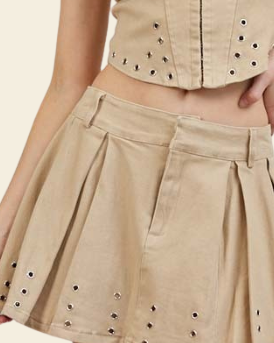 EYELET CROPPED SKIT SET
