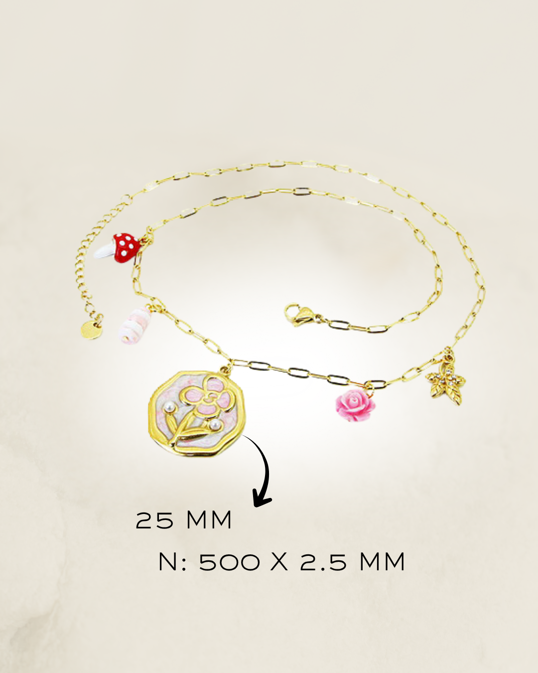 NECKLACE CHARM FLOWER STEEL