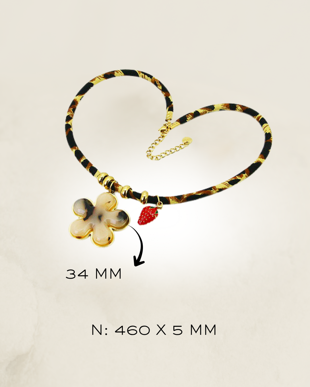 NECKLACE FLOWER ANIMAL PRINT S. STEEL
