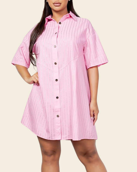 GOLD STRIPES SHIRT DRESS