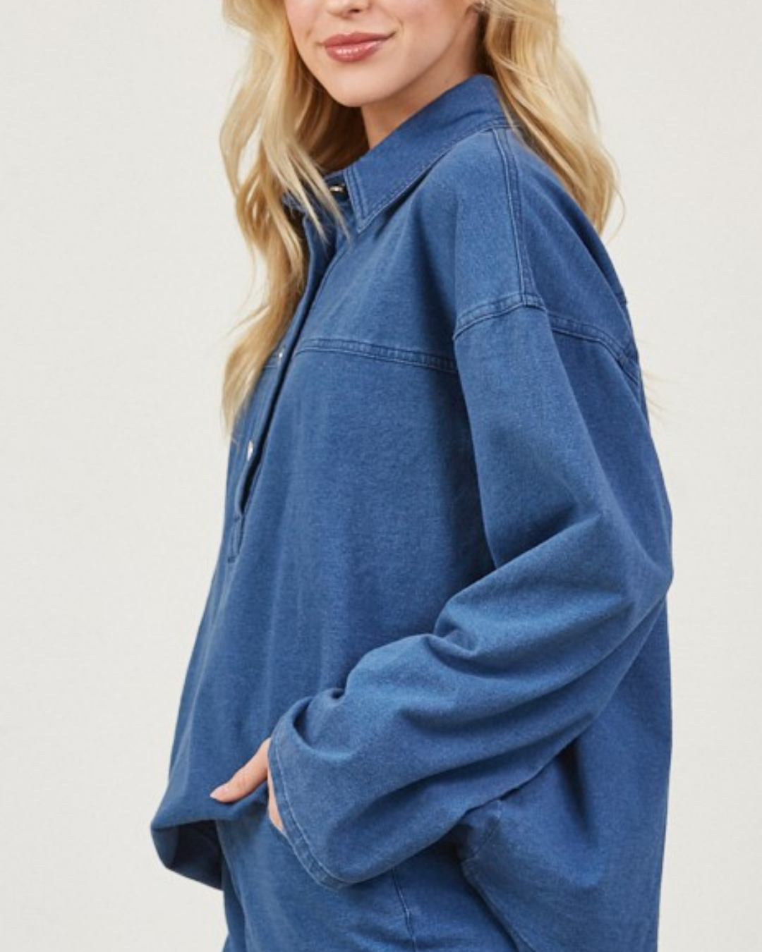 BUTTON DENIM TERRY SET