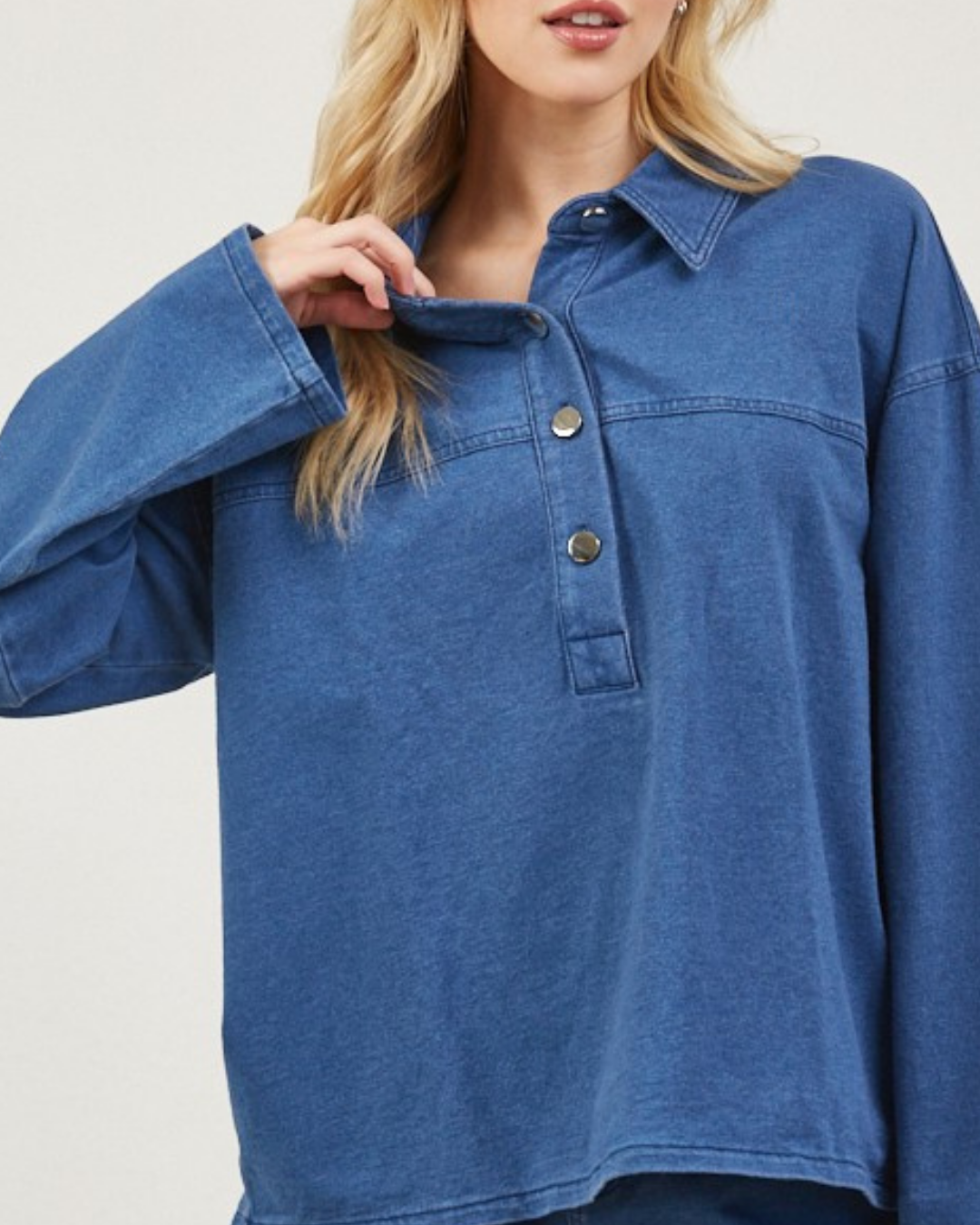 BUTTON DENIM TERRY SET
