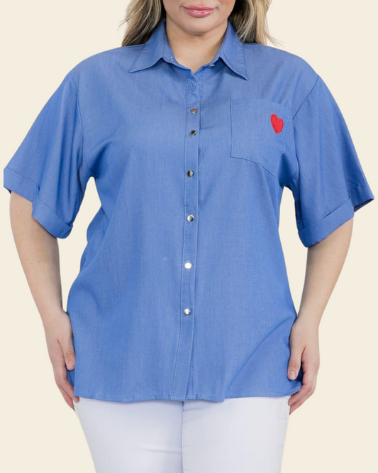 PLUS HEART POCKET BLOUSE