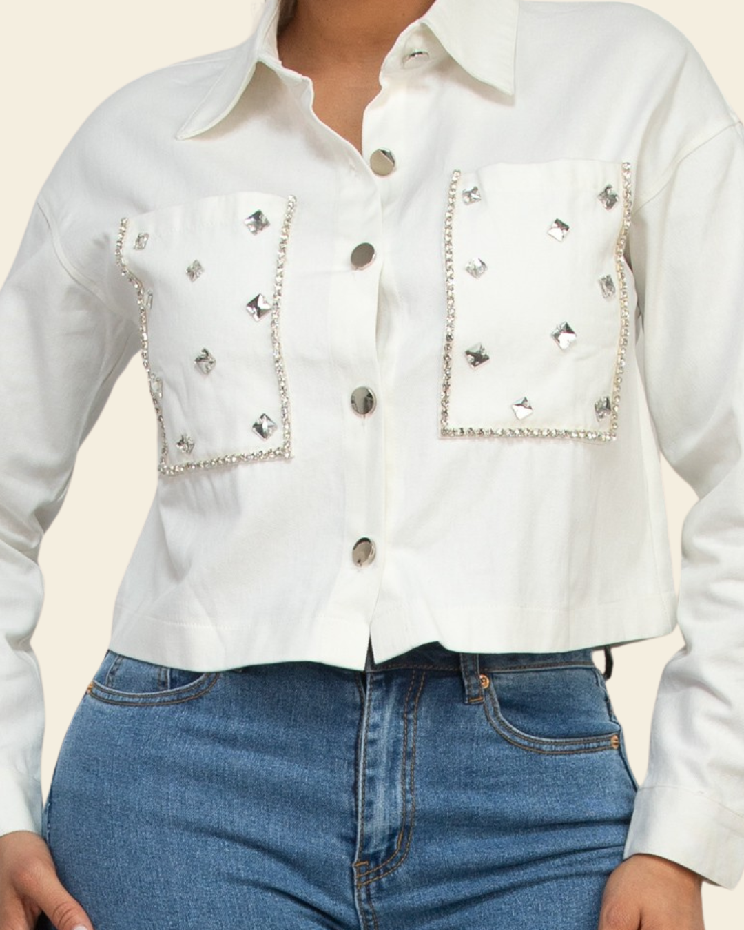 DIAMOND POCKETS LS BLOUSE