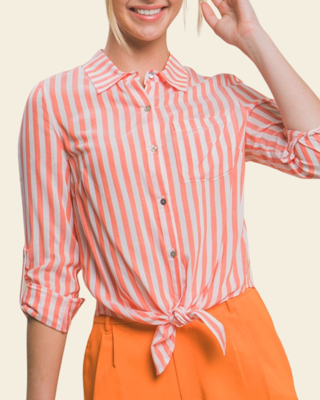 TIE FRONT BD SHIRT