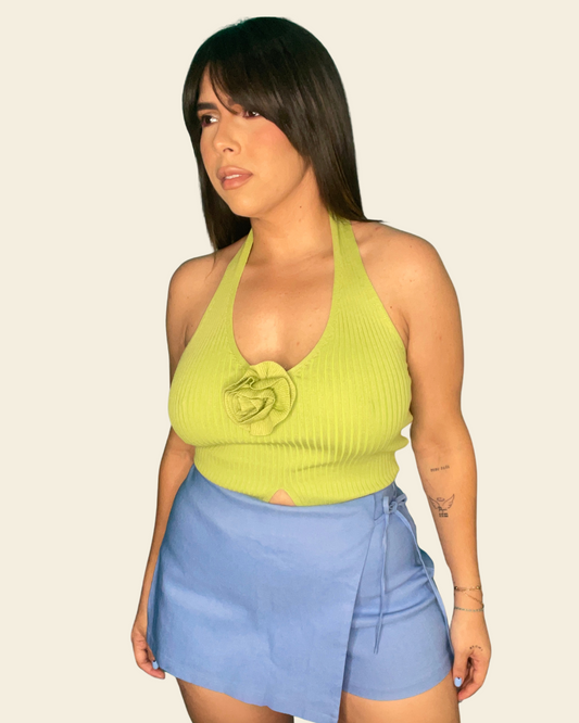 HALTER ROSETTE TOP