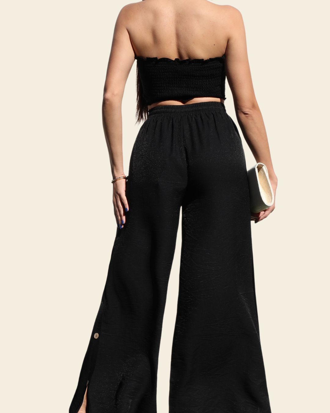 SMOCKED TOP AND PANTS SET
