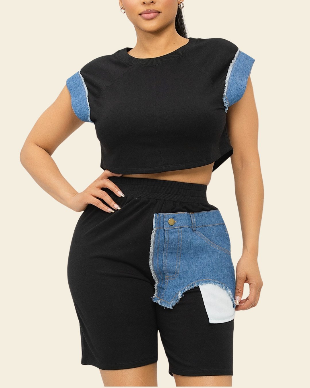 SET TOP & SHORT BLACK