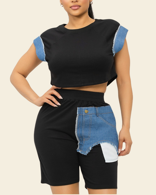 SET TOP & SHORT BLACK