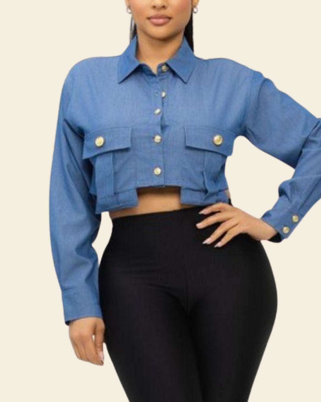 OVERSIZED POCKET LS TOP