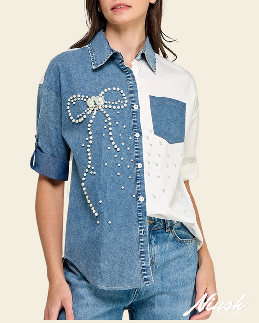 RHINESTONE BUTTON SHIRT