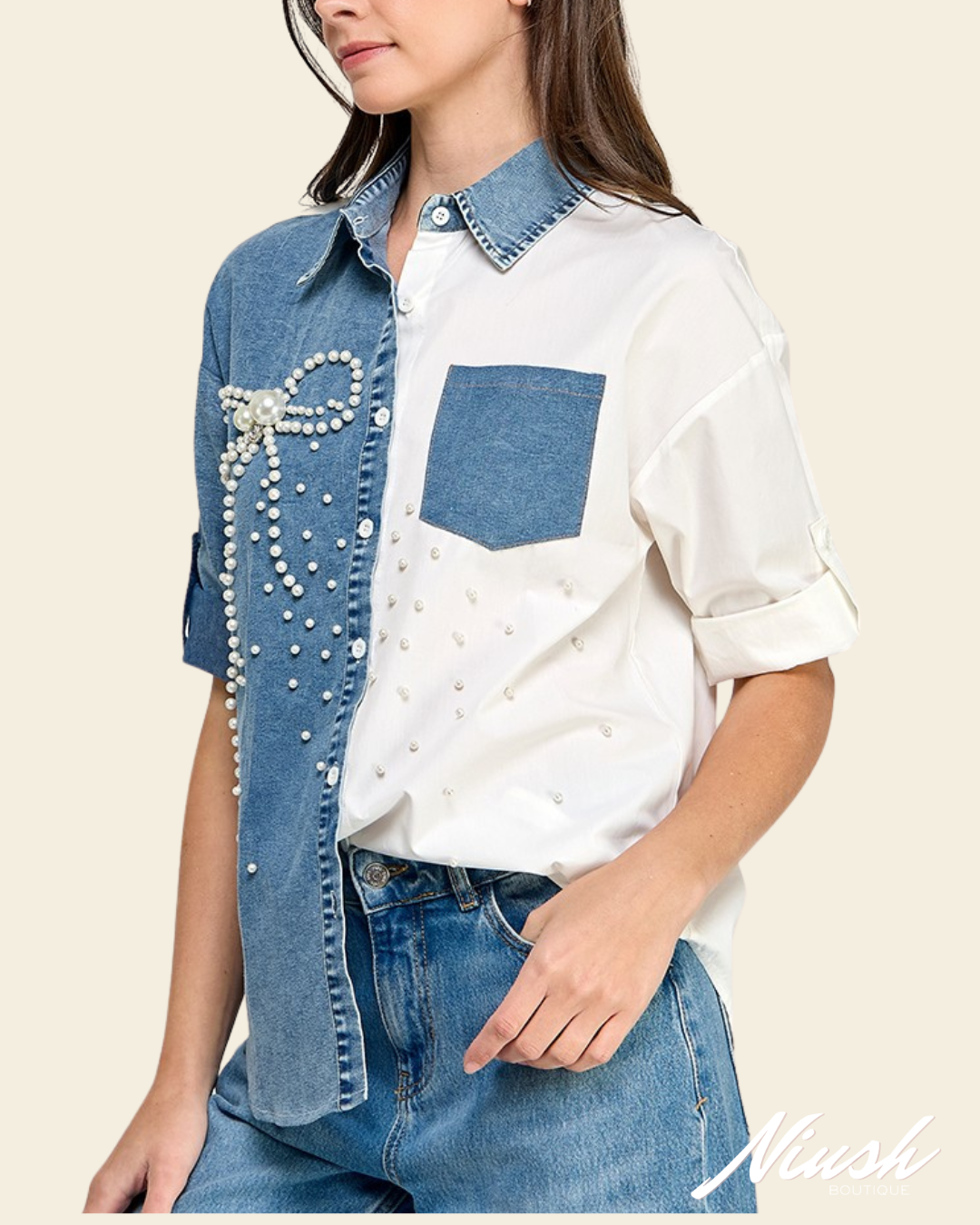 RHINESTONE BUTTON SHIRT