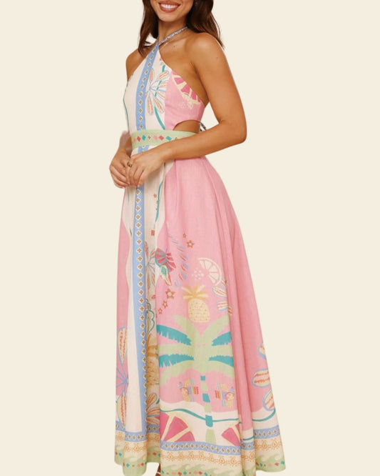 PRINTED HALTER SUNDRESS