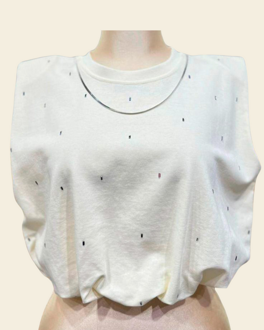 PAD SHOULDER CROP TOP