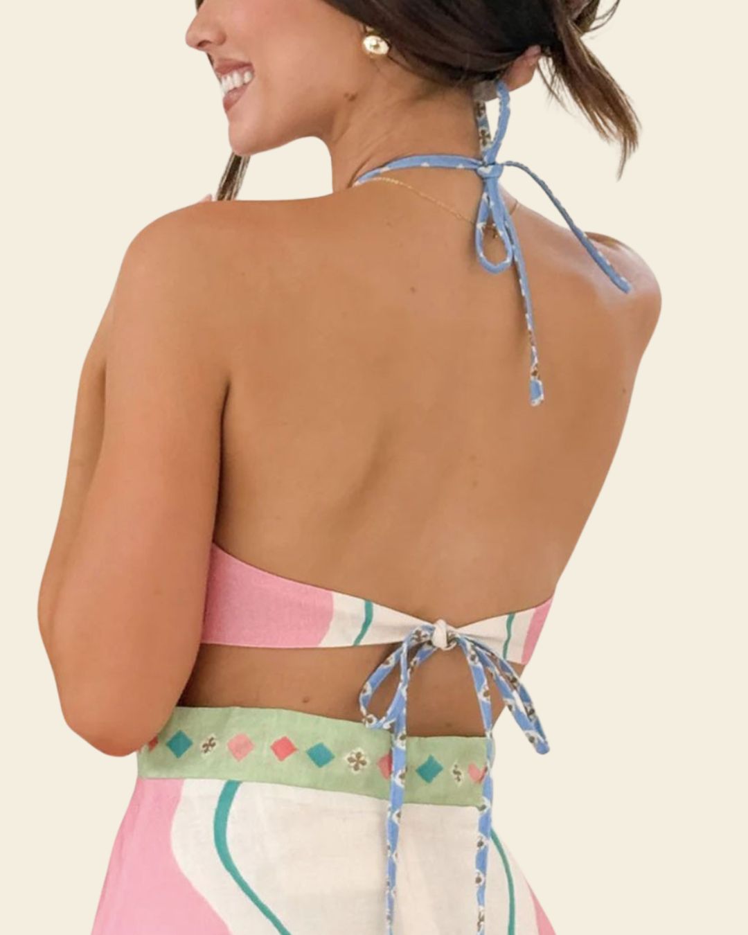 PRINTED HALTER SUNDRESS