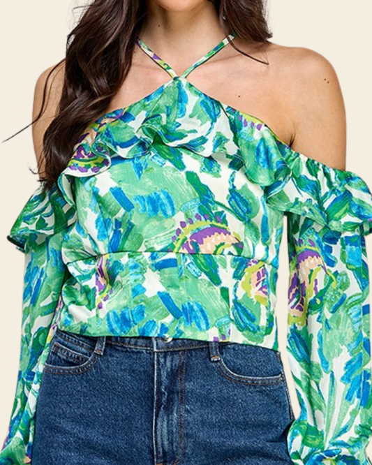 PRINTED OFF SHOULDER TOP