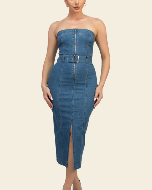 TUBE DENIM DRESS