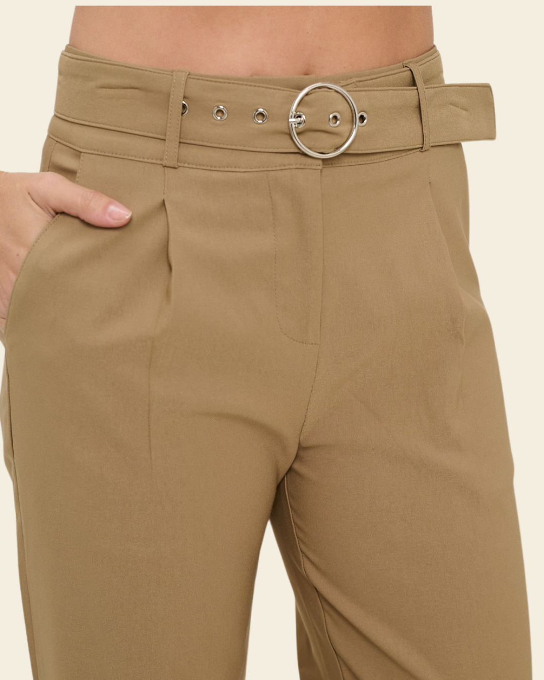 WAIST SELF BELTED PANTS