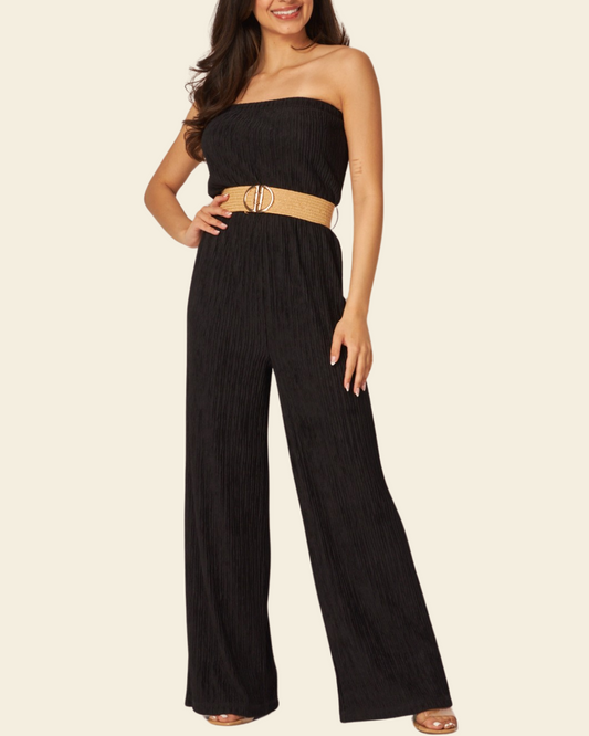STRAPLESS BELTED JUMPSUIT