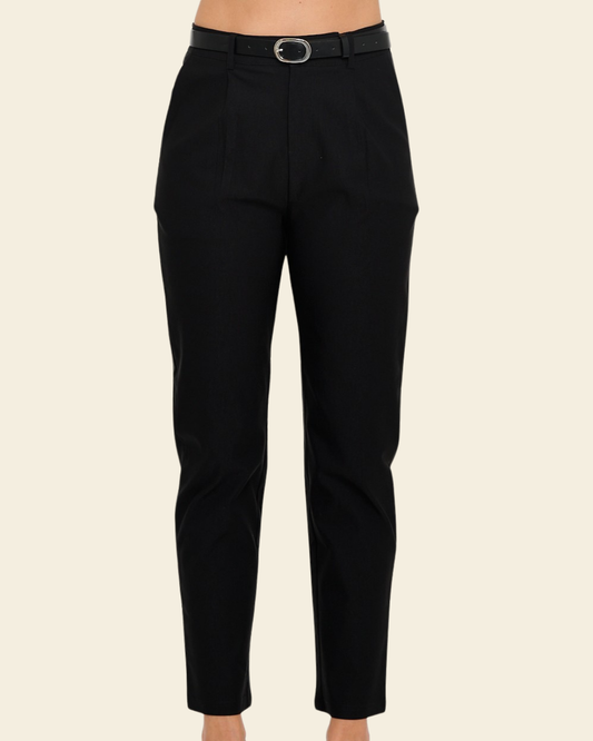 HIGH WAIST BELTED PANTS