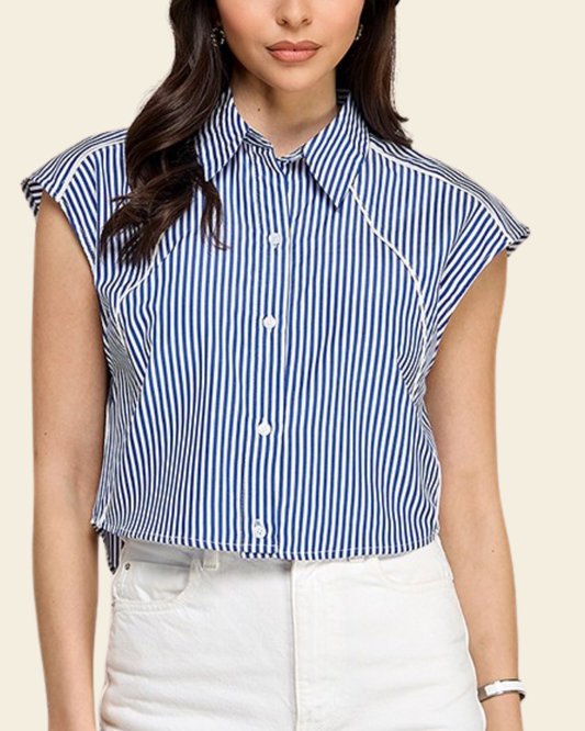 STRIPE PRINTED BUTTOM NAVY
