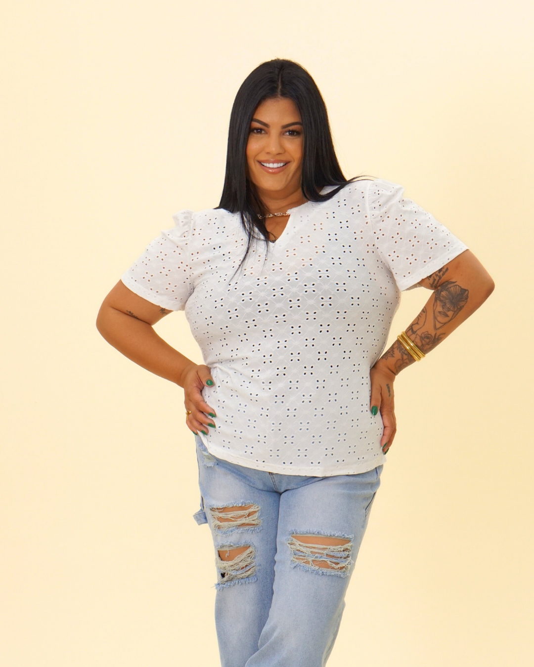 CHAIN DETAIL LACE BLOUSE