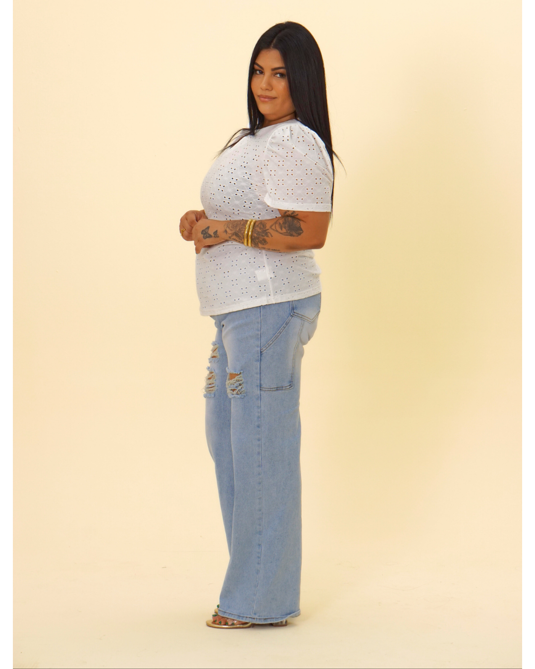 CHAIN DETAIL LACE BLOUSE