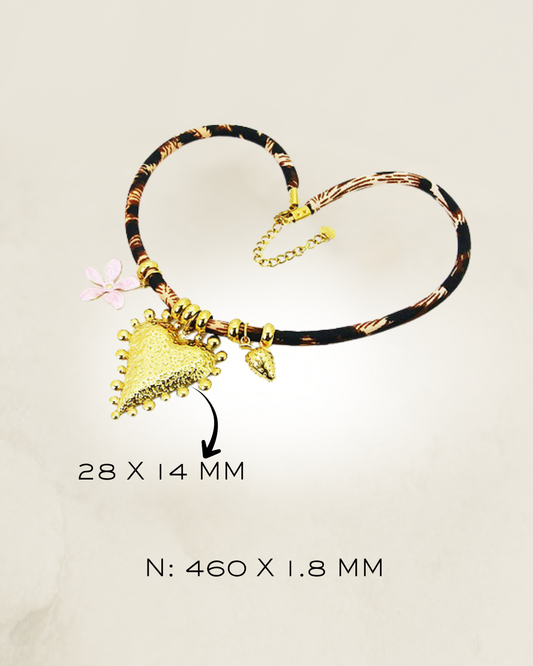 NECKLACE HEART ANIMAL PRINT S. STEEL
