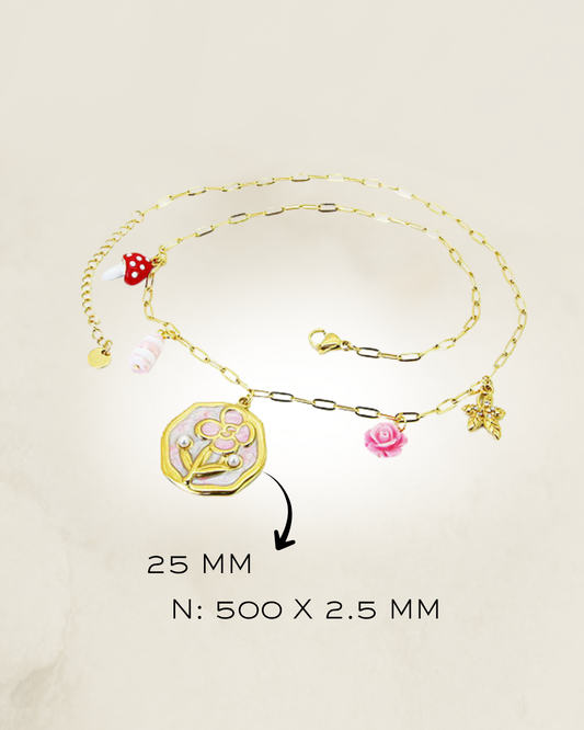 NECKLACE CHARM FLOWER STEEL