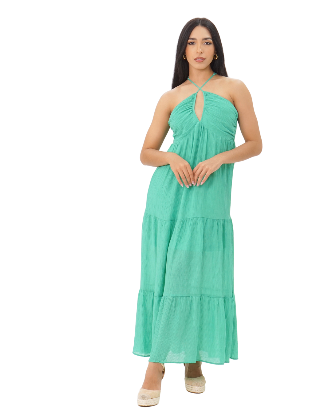 MAXI TIERED DRESS GREEN
