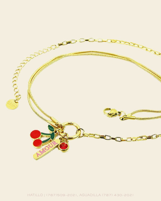 NECKLACE CHERRY GD STEEL