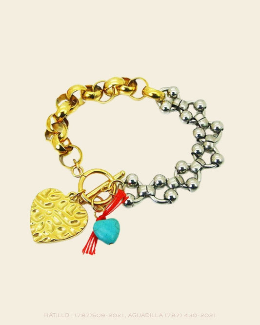 BRACELET HEART  COLOR ST