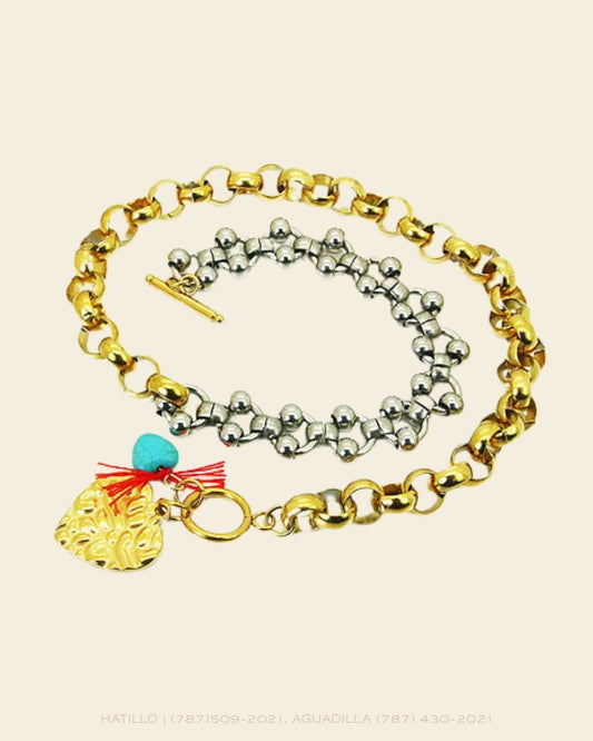 NECKLACE HEART 2T STEEL
