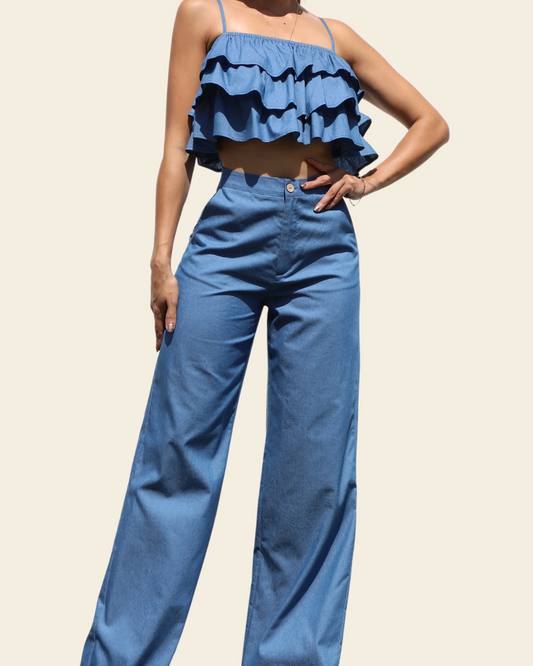 RUFFLED TOP & PANT SET