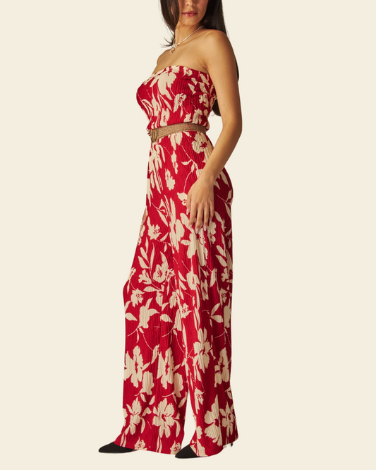 STRAPLESS BELTED JUMPSUIIT