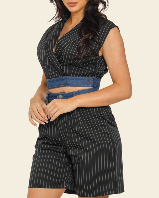 TOP AND  BERMUDA SET BLACK