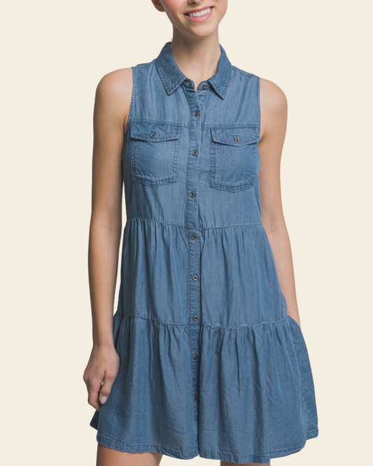 BUTTON MINI DRESS