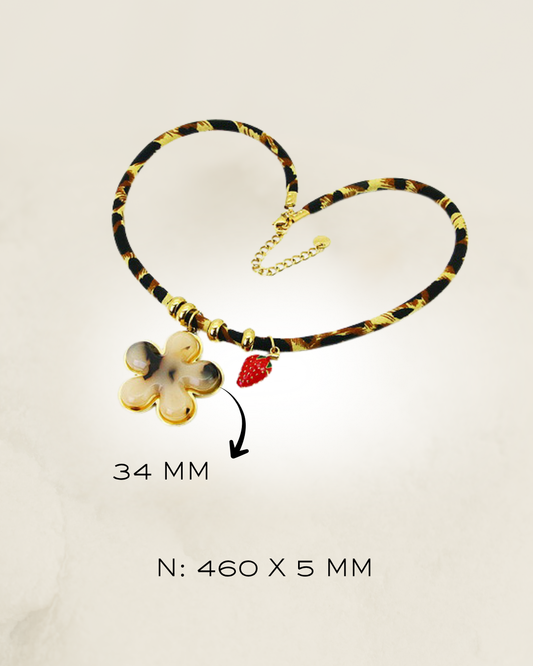 NECKLACE FLOWER ANIMAL PRINT S. STEEL