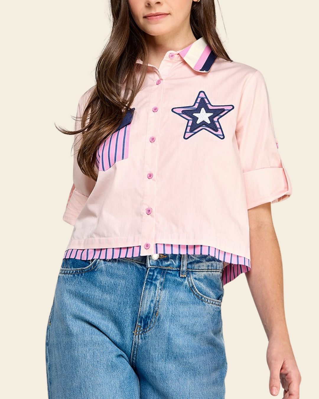 SLV BUTTON GRAPHIC SHIRT