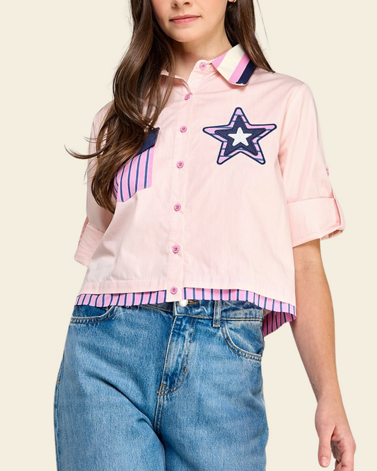 SLV BUTTON GRAPHIC SHIRT
