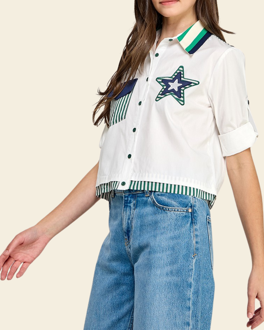 SLV BUTTON GRAPHIC SHIRT